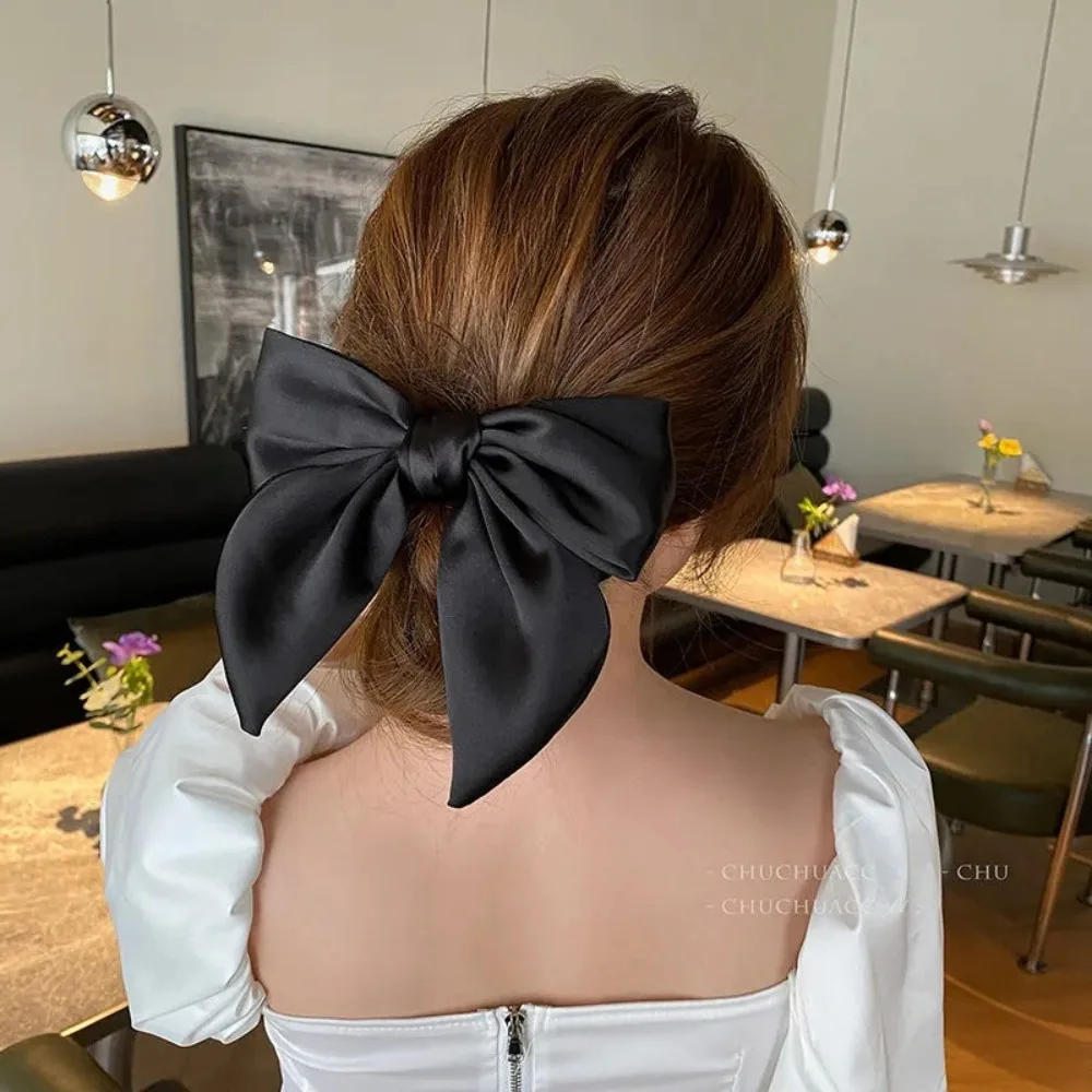 Fashion Cloth Bow Ribbon Hair Tie Solid Color Scrunchies Bow Hair Tie Bow Hair Accessories Women