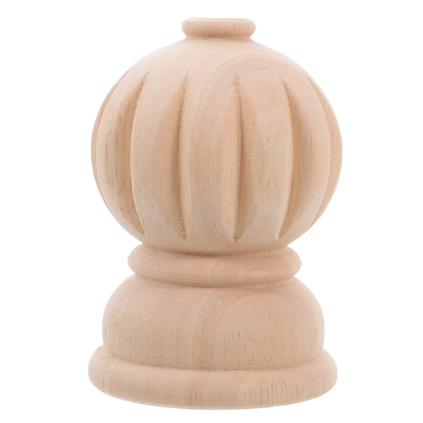 Unfinished Wooden Baluster Stair Post with Pineapple Carving – DIY European-Style Handrail Column for Home Decor