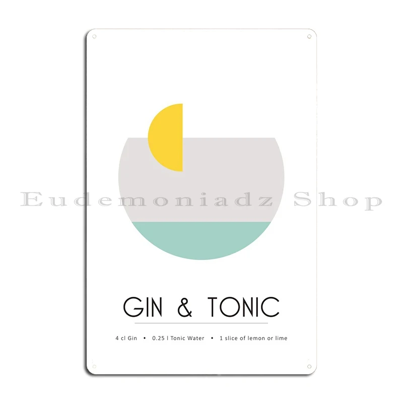 Gin Tonic Cocktail Poster Metal Plaque Poster Bar Garage Plaques Designing Garage Tin Sign Poster