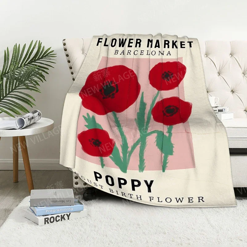 Home decoration plush Sofa blanket Morandi lines and flowers Bedspread on the bed fluffy soft blankets thick blanket for winte