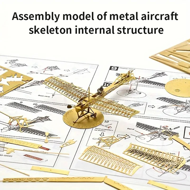 B002 Brass metal 3D aircraft model, laser-cut aircraft kit build, perfect model aircraft gift home accessories