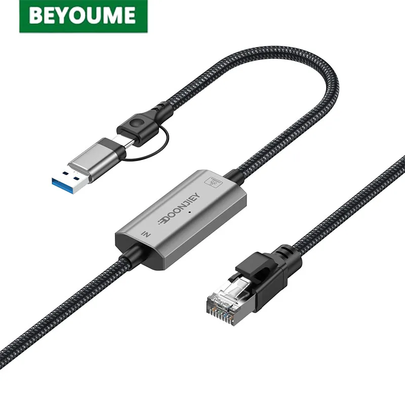 

USB & Type C 2 in 1 to RJ45 Console Cable for Laptop Computer 1000Mbps USB to Ethernet RJ 45 Converter For Switch 1.2M/2M/3M