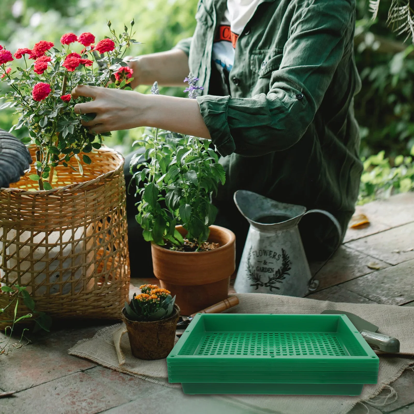 

6pcs Plant Durable Plastic Germination Starter Nursery Tray Plant Growing Starter Planting Containers Garden Planter