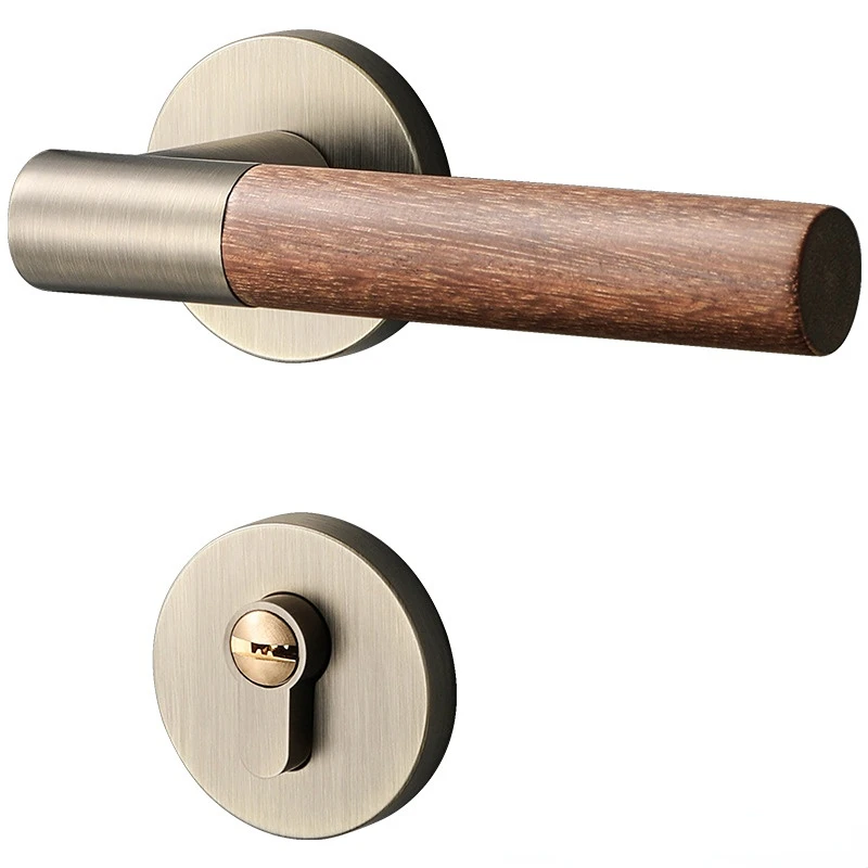 Home Mute Door Handle Magnetic Suction Wood Door Lock Indoor Bronze Lock Bedroom Solid Wood Door Lock Room Door Lock