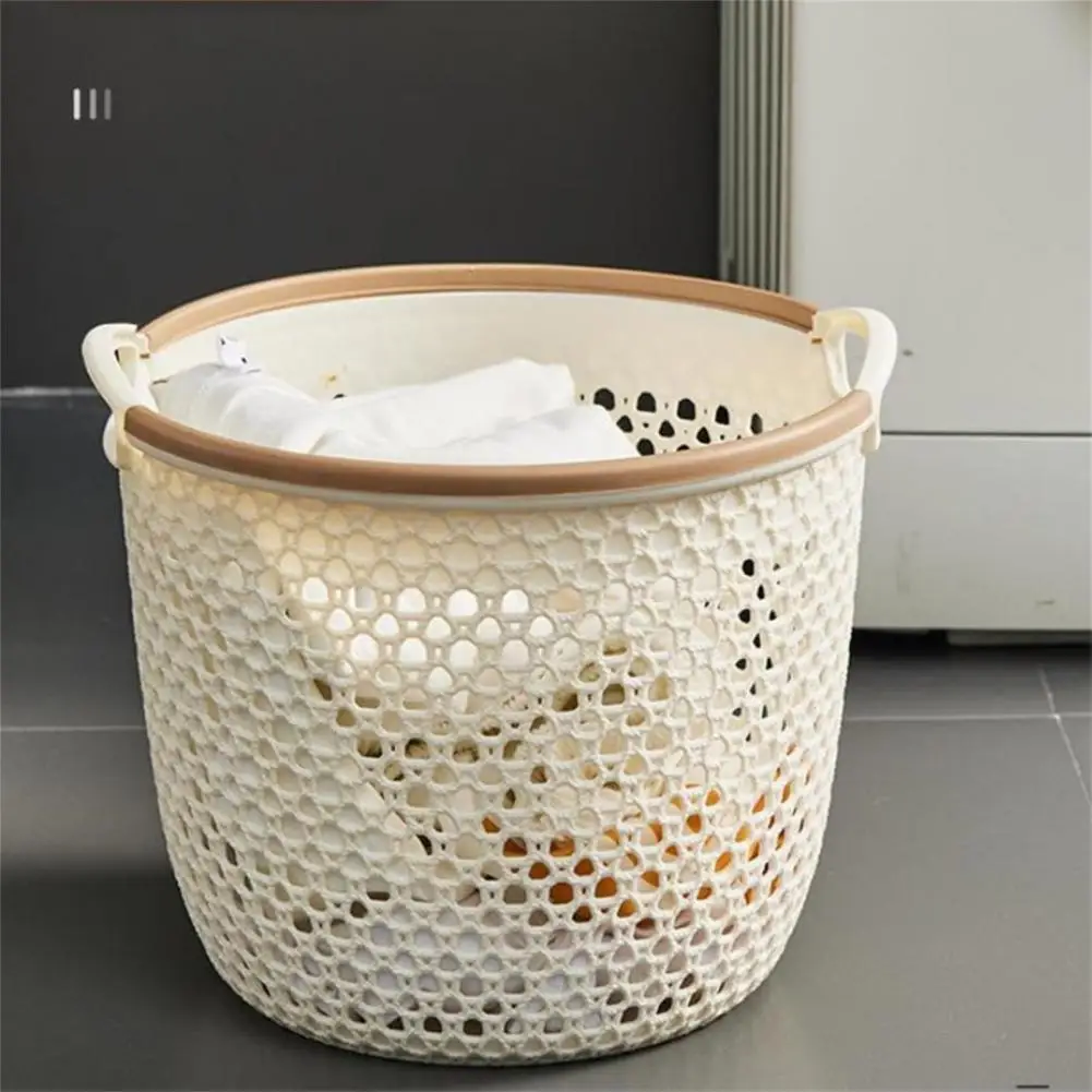 Towel Storage Basket Large Capacity Dirty Clothes Basket with Dual Handles Breathable Bathroom Laundry Storage Solution