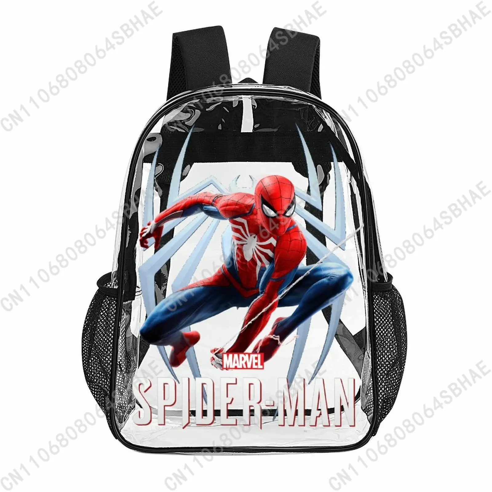 

Модный прозрачный рюкзак Marvel Spider Man, 17 дюймов, для мужчин, женщин и подростков, персонализированная прозрачная сумка из ПВХ, подарки, косплей