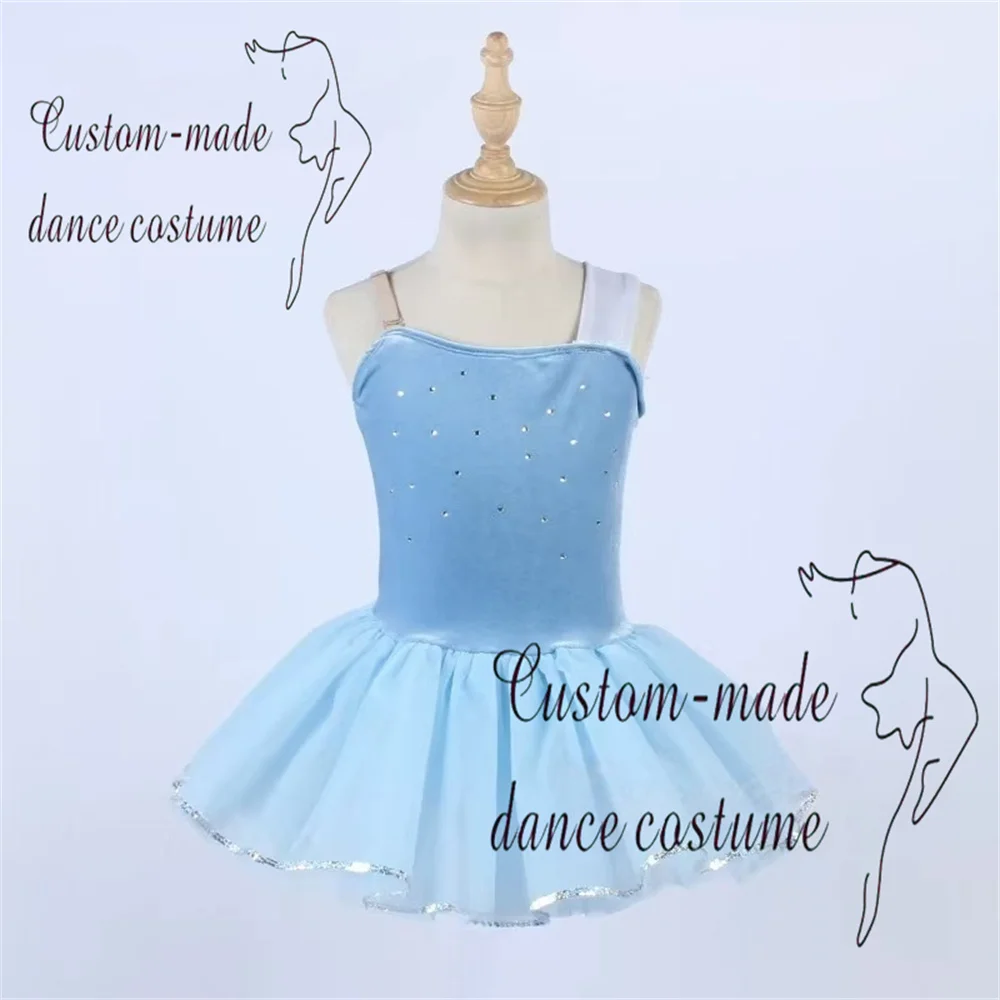 ชุดบัลเล่ต์เด็กผู้หญิงสำหรับฤดูใบไม้ผลิและฤดูใบไม้ร่วง ชุดซ้อมเต้น ชุดแสดงบนเวที กระโปรงผ้าทูลล์ กระโปรงผ้าทูลล์ประดับเลื่อม