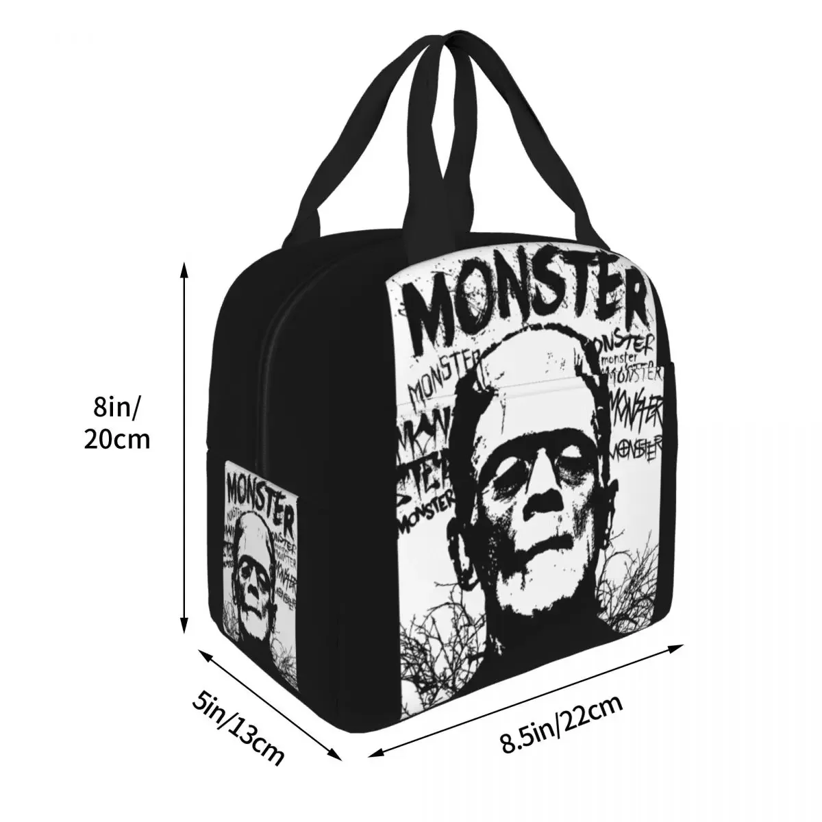 Monster Insulated Lunch Bags Portable Frankenstein Horror Movie Lunch Container Cooler Bag Tote Lunch Box School Travel