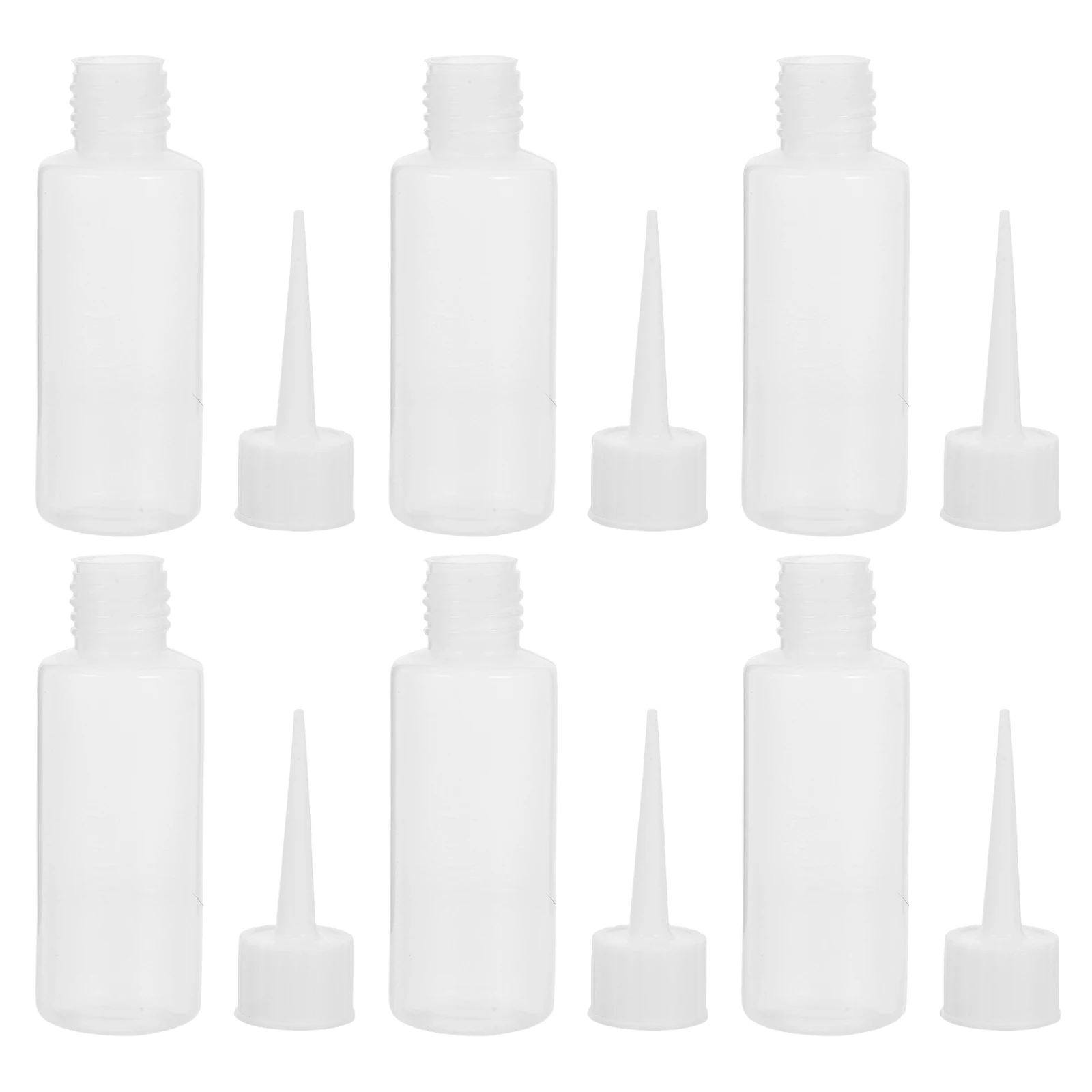 

6pcs Refillable Squeeze Oil Bottles Pointed Mouth Plastic Empty Bottles for Essential Oils Lubricant Sealant Beauty