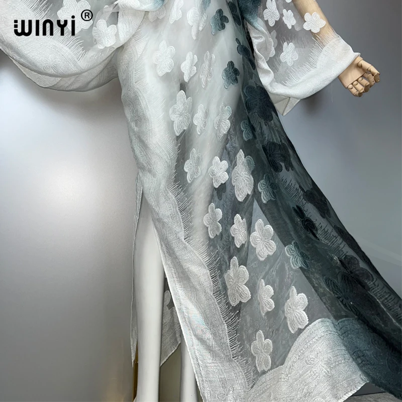WINYI, moda de verano, vestido sexy con perspectiva, vestido bohemio para mujer, caftán bohemio de África, caftán de playa, pareo de dubai abaya