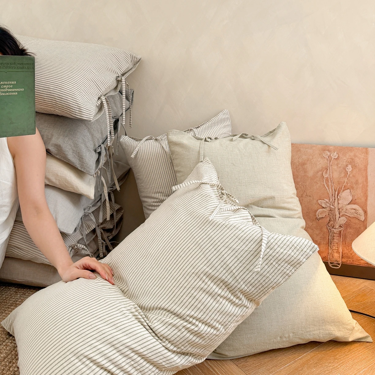 1pc Cotton and Linen Mixed Pillowcase - Breathable Pillow Cover for Hot Sleepers No Insert Included 48 x 74cm