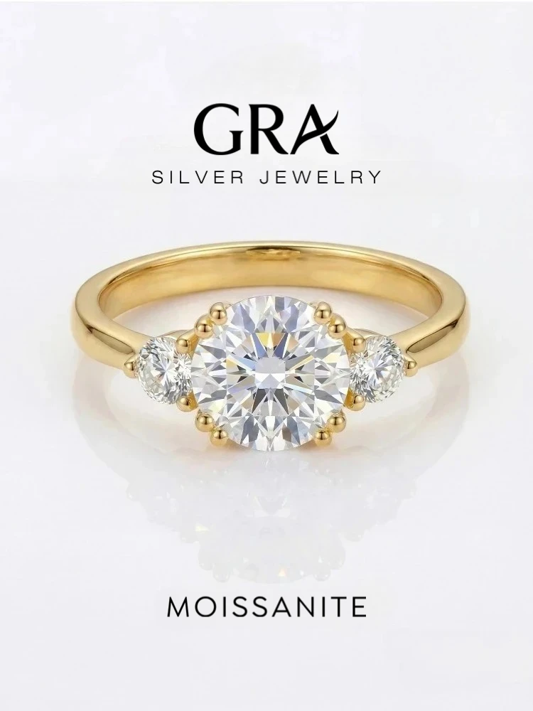 Exquisite 1CT Moissanit Diamond Three Round Rings for Women 925 Sterling Silver Engagement Wedding High Quality Fine Jewelry