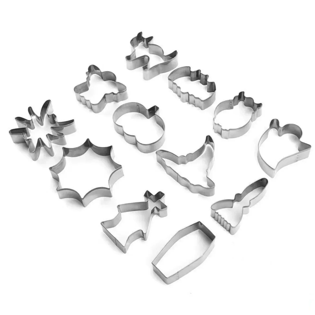 12PCS Halloween Cookie Cutter Stainless Steel Cartoon Cookie Mold Bat Shaped Mold Baking Mold Kitchen Baking Tools