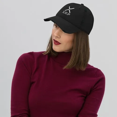 XRP Ripple Crypto trader Emroidered Distressed Dad Hat