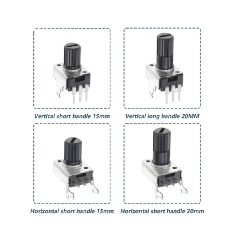10PCS RV09 Vertical Horizontal 15/20mm Shaft 1k 2k 5k 10k 20k 50k 100k 0932 Adjustable Resistor 9 Type 3Pin Seal Potentiometer