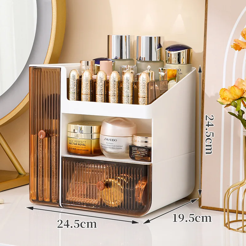 Grande boîte de rangement de cosmétiques, légère, capacité de bureau de luxe, support de rangement a