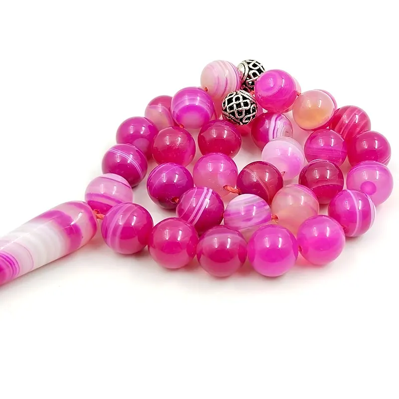 Tasbih agate rosa naturali rosario musulmano regalo pietra preziosa islamica 33 45 51 66 99 100 perline di preghiera arabica braccialetto di moda