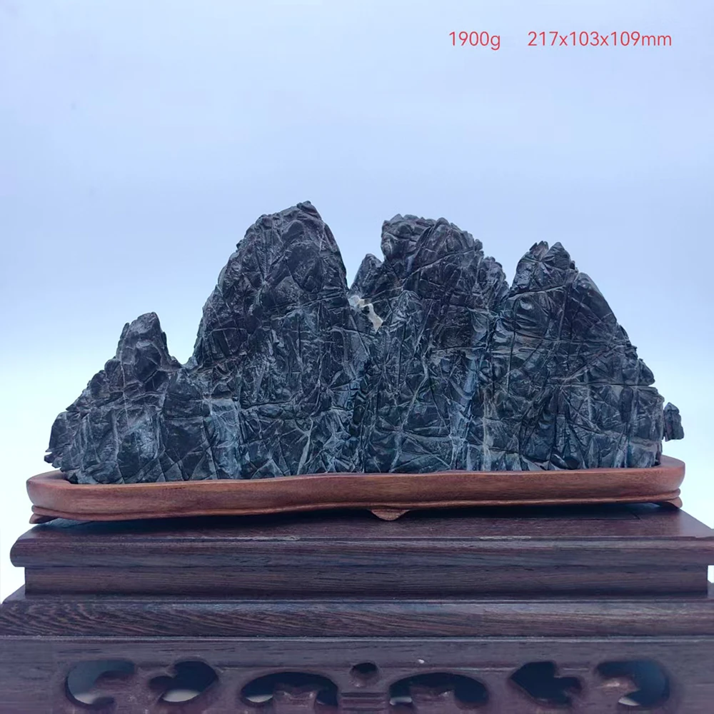 Natural Suiseki Black Mountain Rock - Decorative Rough Mineral Stone for Home Office Zen Garden Decor Piedra Decorativa