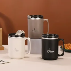 Stainless Steel Milk Coffee Cup with Handle, Double-layer Vacuum Travel Cup Suitable for Home Office Travel and Camping