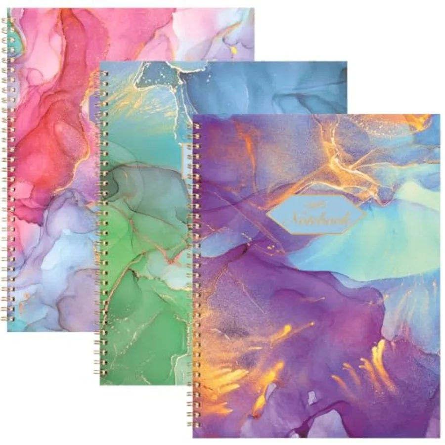 

3 Pack Spiral Notebook College Ruled Notebook, Aesthetic Journaling Notebooks for Work School Office Home, 3 x 120 Pages, 8.5 x