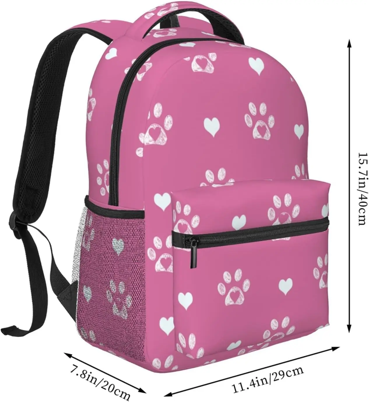 Dog Paw Prints On Pink Background Lightweight Laptop Backpack for Women Men College Bookbag Casual Daypack Travel Bag