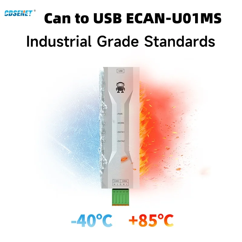 CAN TO USB Converter 2 Ways CAN2.0A CAN2.0B CDSENET ECAN-U01MS Industrial Grad Baut Rate 5k-1M Autosave Data