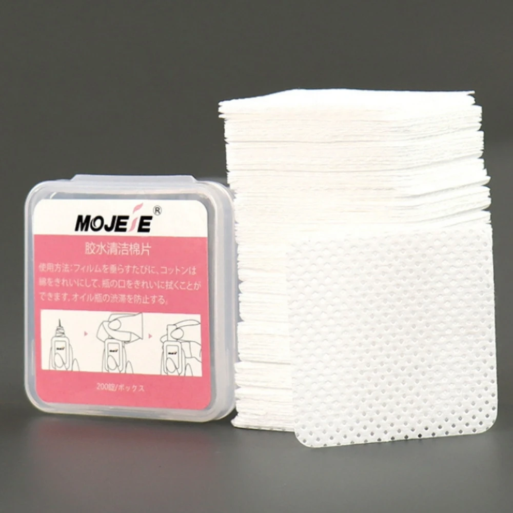 200 ピース/パック新ファッションネイルリムーバーワイプ使い捨てピンク & ホワイト爪ポリッシュ接着剤クリーナーワイプ綿マニキュアクリーニングツール