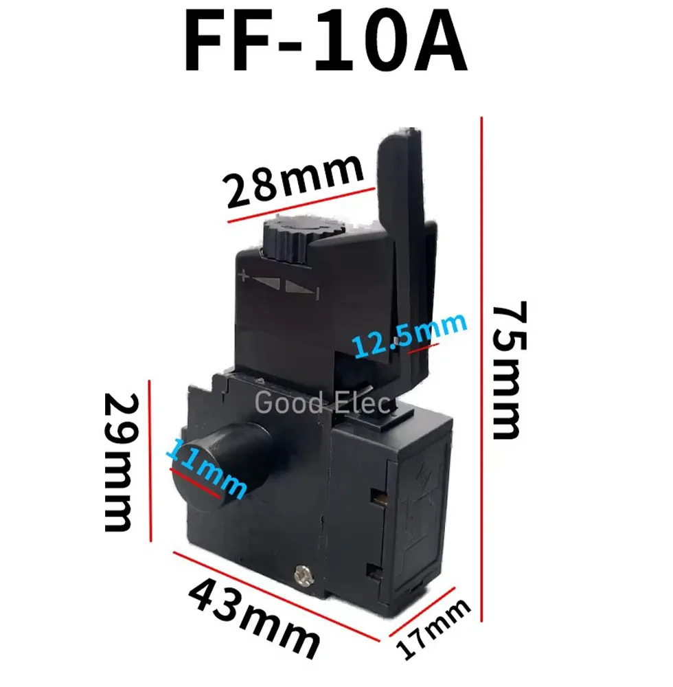 1PCS FA2-6/1BEK Orange+Black 6A 250V 5E4 Lock on Power Tool Electric Drill Speed Control Trigger Button Switch