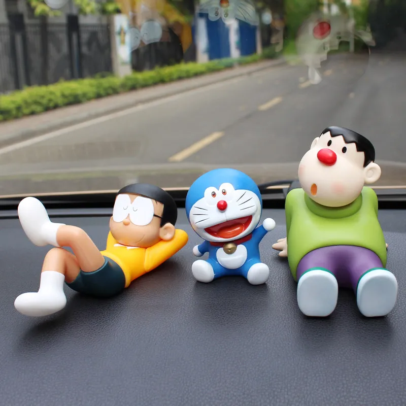 Figurine de dessin animé créative Doraemon Tigre Mignon, Ornement décoratif pour voiture, idéal pour le toit ou le coffre, style célébrité d'Internet