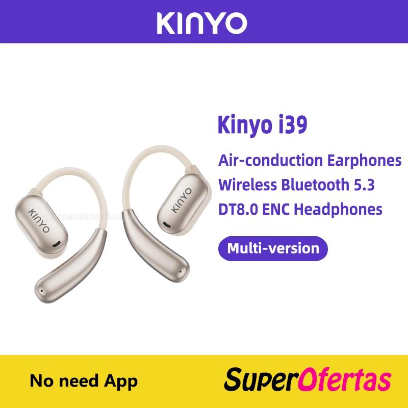 Kinyo i39 Wireless Air-conduction Earphones Bluetooth 5.3 Open Earbuds DT8.0 ENC Headphones for Outdoor Sports Running Headset