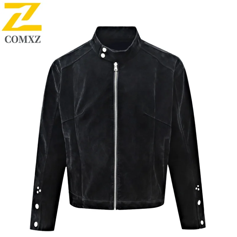سترة رجالي كاجوال بياقة واقفة من COMXZ معطف مريح لركوب الدراجات في الهواء الطلق وخفيف الوزن ومتين للخريف ملابس جديدة