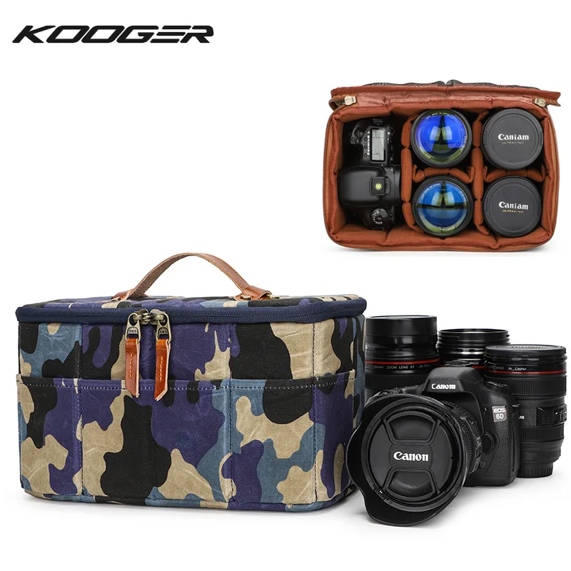 

KOOGER Waterproof DSLR Camera Inserts Bag Portable Inner Partition Padded Protector Bag Thick Dropproof Liner Inserts Handbag