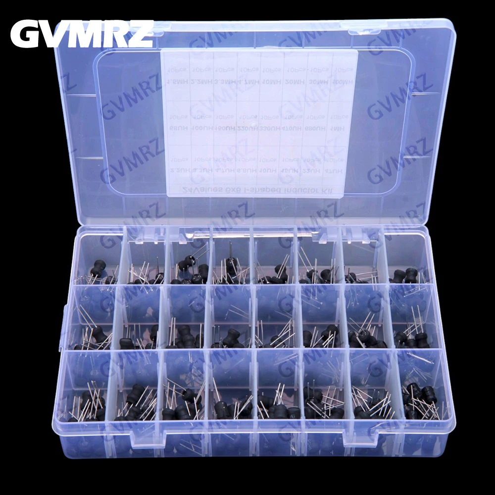 240PCS 24Values ​​6x8 Cylindrical Through-hole Inductors Kit 2.2UH 3.3UH 4.7UH 6.8UH 10UH 15UH 22UH 47UH 68UH 100UH 150UH 220UH