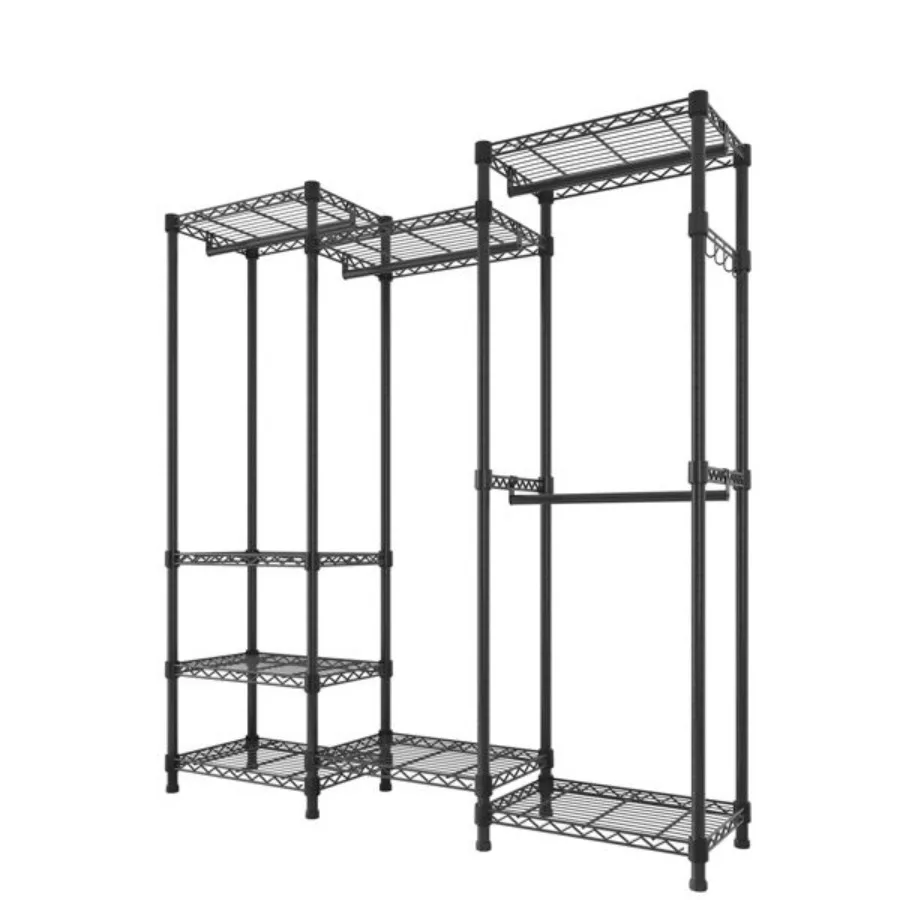

110 x 45 x 180cm 5 Tiers Powder Coated Storage Rack Black