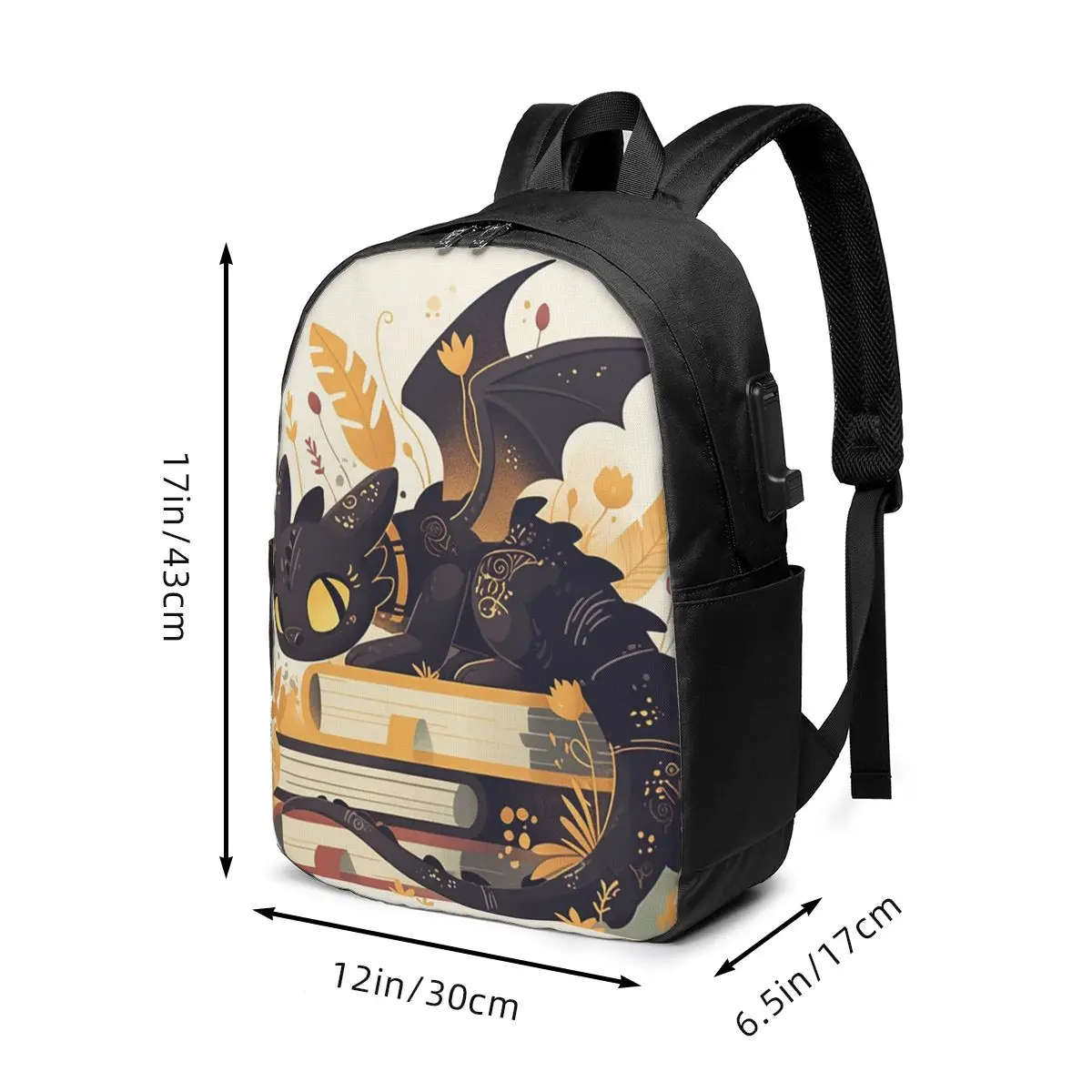 Adorable Dragon Sleeping On The Books Backpack Travel Notebook Bag Computer College Student School Bag Laptop Shoulder Bags