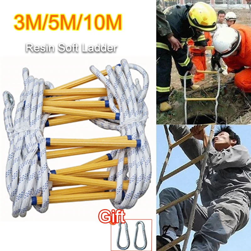 3M/5M/10M Emergency Escape Ladder Rope Fire Escape Rope Ladder Engineering Climbing Ladder High-Altitude Rescue