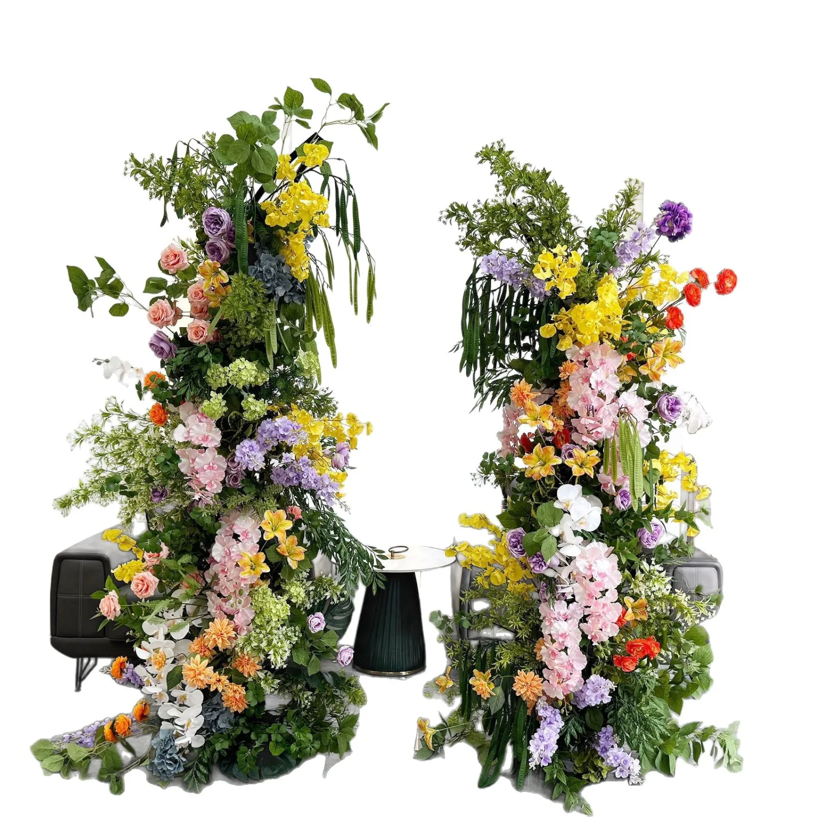 

Pastoral family horn arch floral arrangement, marriage proposal ceremony background window wedding decoration simulation flower