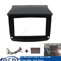 9 Inch Car Fascia Radio Panel DVD Frame Dash Kit Install Adapter Console For Mitsubishi Pajero Sport 2 L200 Triton 2008 - 2016