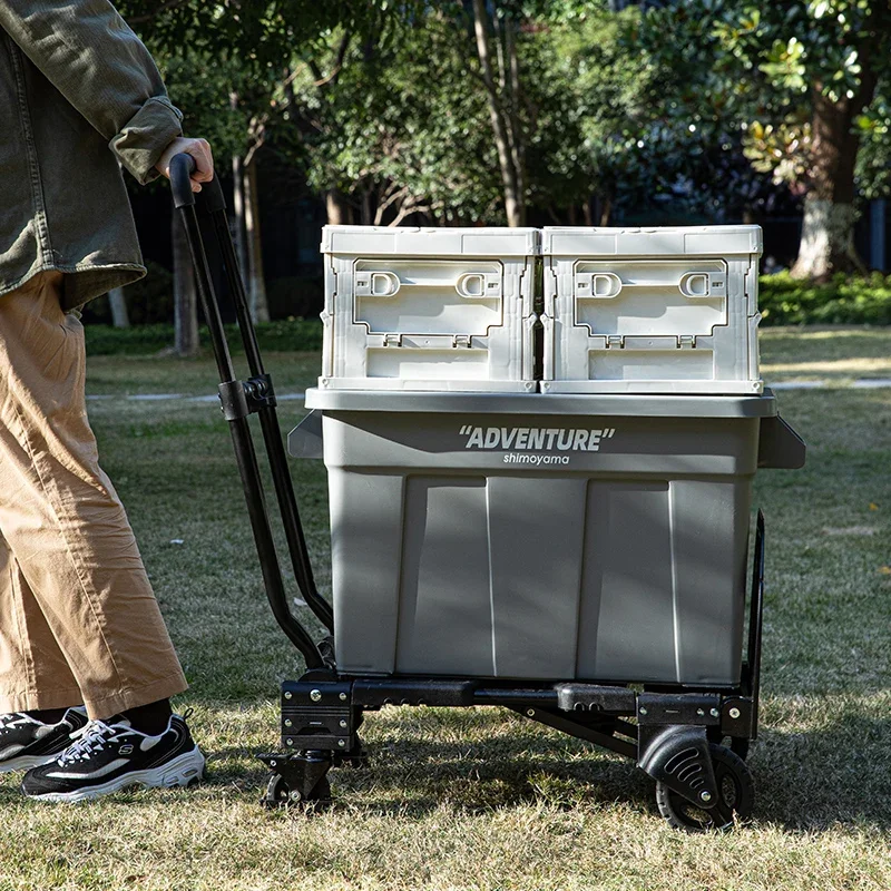 SHIMOYAMA ติดตั้งง่ายสี่ล้อ Dolly Cart รถเข็นรถบรรทุกกลางแจ้งรถเข็นช้อปปิ้ง Buggy Camping Wagon Cart