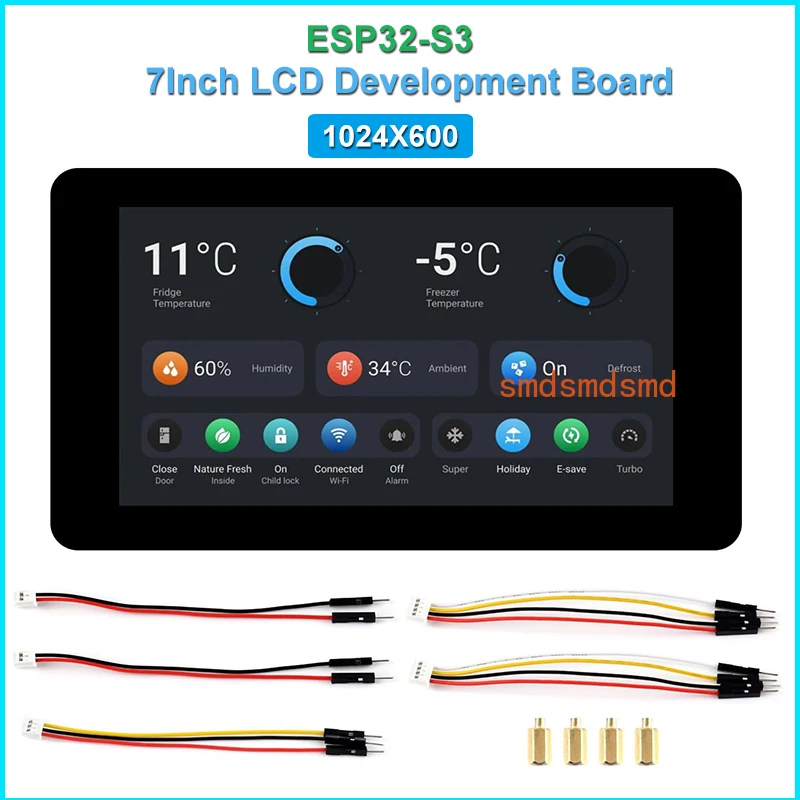 

ESP32-S3 7.0 inch 1024x600 LCD Development Board ESP32 Display Touchscreen LVGL GUI for Arduino IDE ESP-IDF PlatformIO