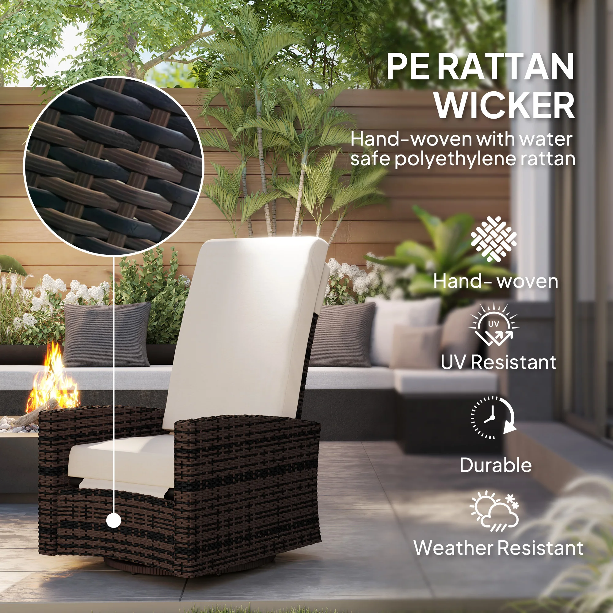 Reclining Rattan 360° Swivel C - Outdoor Furniture Lounge Set review and price