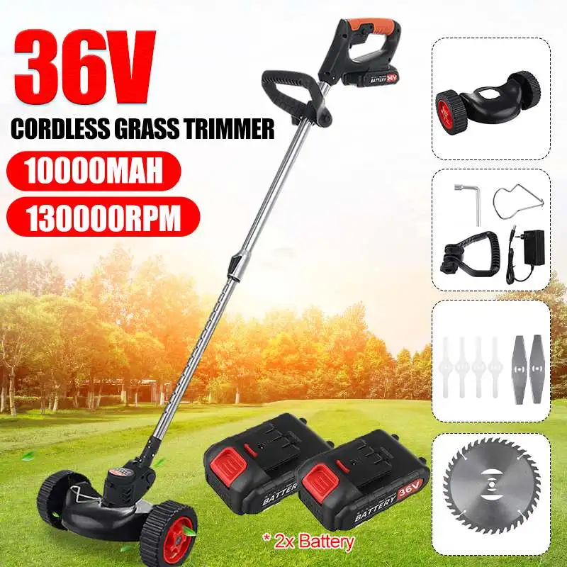 

36V Electric Cordless Grass Trimmer 1880W Portable Lawn Mower Adjustable Brush Cutter Weeder Pruning Garden Power Tool