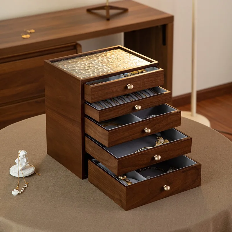 

Storage box, high-end and exquisite wood, multi-layer drawers for wedding gifts, large-capacity hand jewelry, necklace storage.