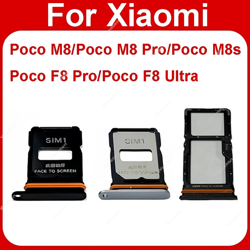 For Xiaomi Poco M8 M8 Pro M8s F8 F8 Pro F8 Ultra SIM Card Slot Tray Holder Adapter SIM Card Tray Reader Holder Slot Connector