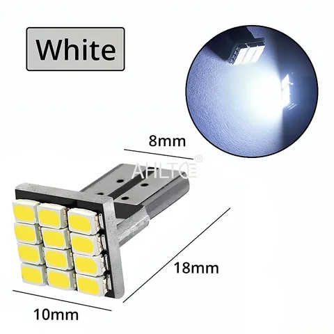2X Автомобильные светодиодные лампы T10 W5W Canbus, белые, 1206 9SMD 12SMD, для приборной панели, 12В, для стояночного, салонного, габаритного освещения и сигнальных ламп