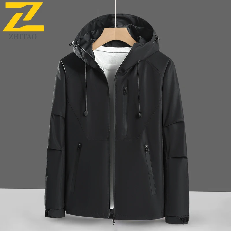 2025 Autumn Waterproof Jacket Men's High Quality Multi-pocket Hooded Windbreaker Male Travel Outdoor Camping Work Rainproof Coat