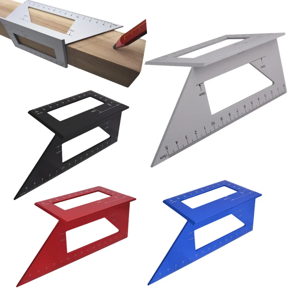 45 90 Degree Gauge Rule Measurement Tool Carpentry Scribe  Measuring T-Type Woodworking Gauge Ruler Multifunction Ruler