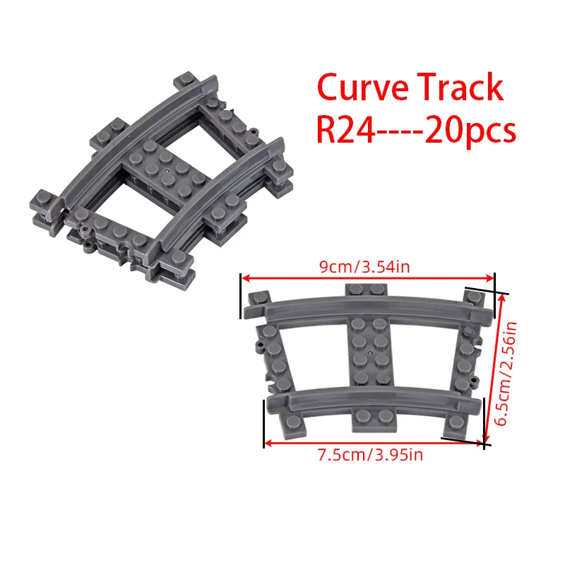 20 sztuk MOC City Bricks pociąg elastyczne części konstrukcyjne kolei krzywa tor R120 klocki akcesoria modelarskie kompatybilne