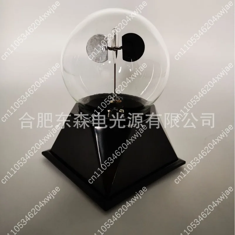 Educational Crookes Radiometer Light Mill for Science Teaching, Solar Powered Spinning Vanes Glass Bulb Desk Demo