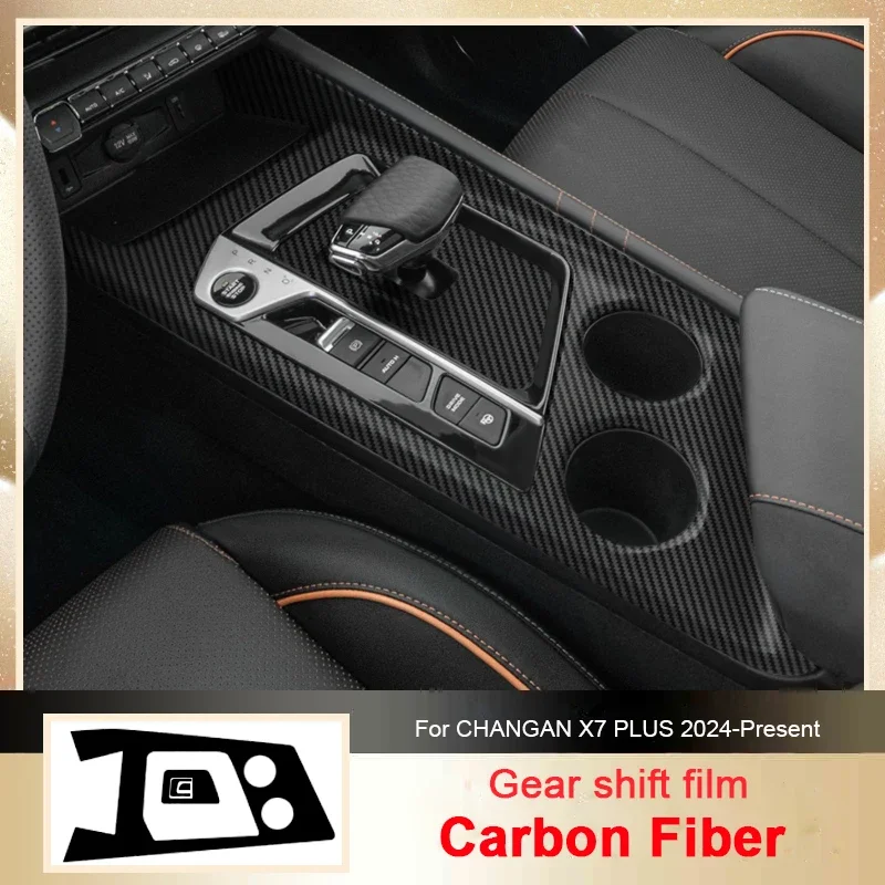 

Car Carbon Interior Sticker Window Lifting Panel Decal For CHANGAN X7 PLUS 2024-Present LHD Gear Door Protective Film Accessory